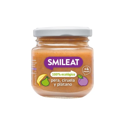 Smileat Tarro Pera/Ciruela/Plat 130Gr